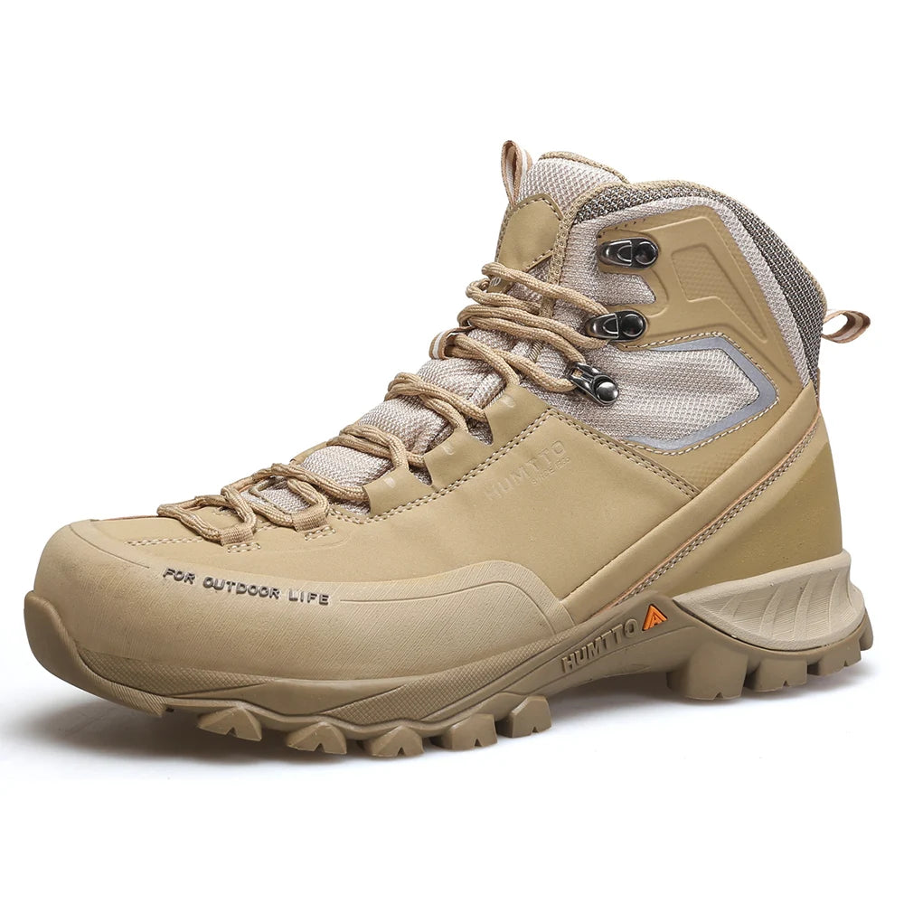 HUMTTO Shoes for Men Genuine Leather Hiking Men's Sports Shoes Non-slip Winter Outdoor Safety Sneakers Breathable Trekking Boots