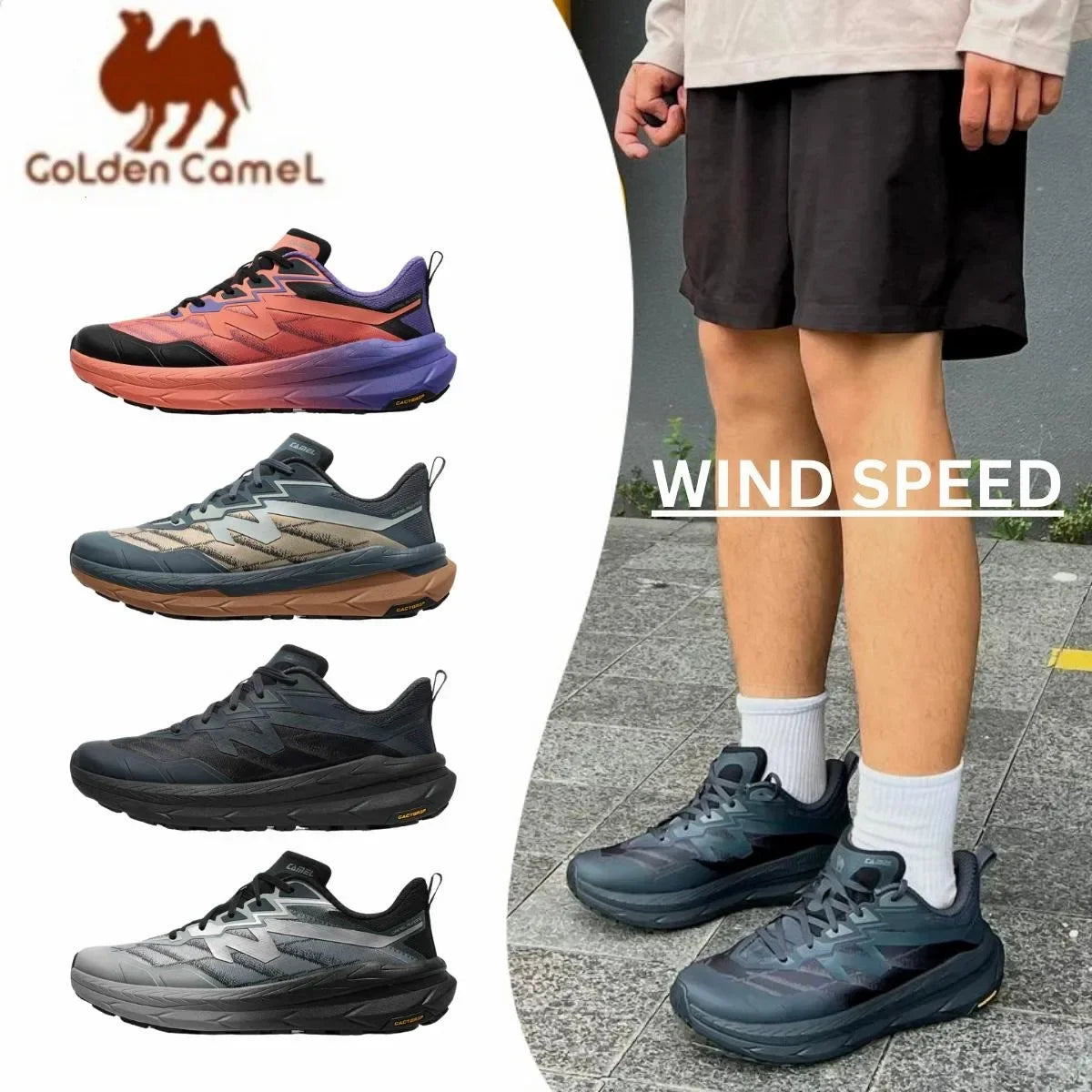 GOLDEN CAMEL Men's Sports Shoes Waterproof Male Sneakers Thick Sole Shock Absorption Non-slip Running Shoes for Men Footwear