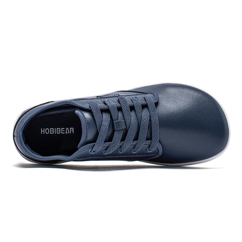 HOBIBEAR Wide-Toe Matching Family Sneakers Barefoot Minimalist Hook Loop Artificial Leather Sneakers Casual Lace-up Walking Shoe