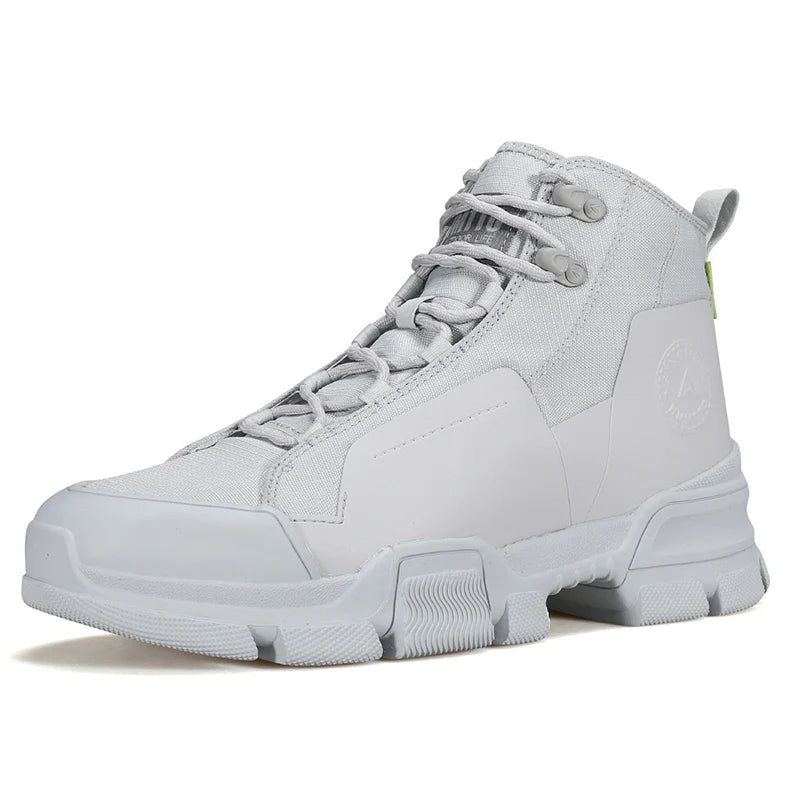 HUMTTO Chaussures de randonnée respirantes en cuir véritable pour hommes, chaussures de sport antidérapantes pour hommes, baskets de sécurité d'extérieur pour l'hiver