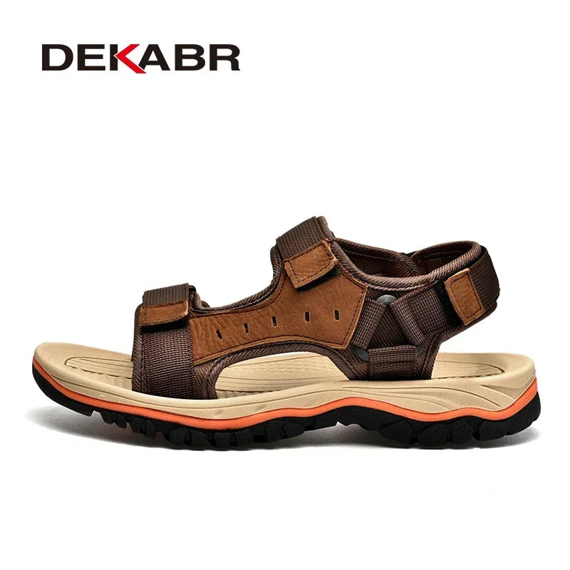 DEKABR Sandals For Men Outdoor Fashion Summer Men Shoes Genuine Leather Non-slip Beach Slip-On Daily Footwear Men Sandals