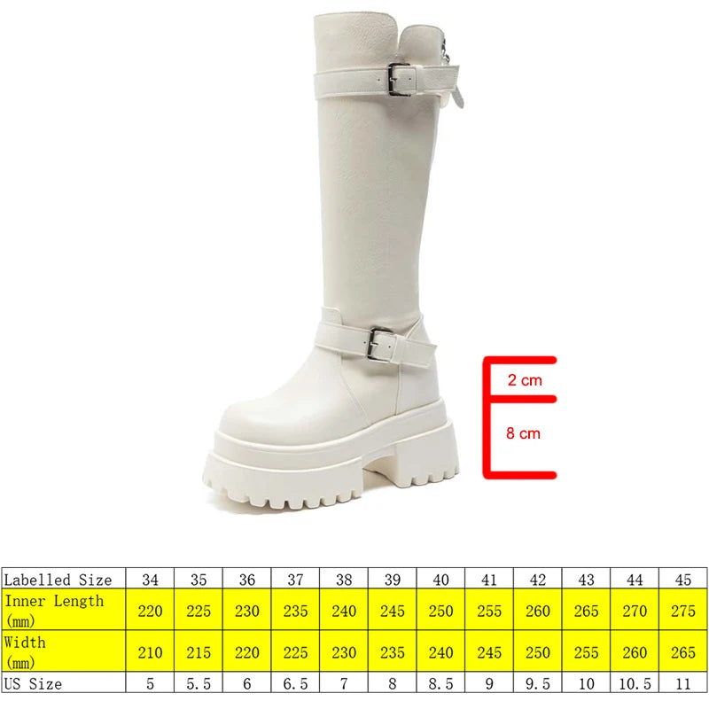 Fujin 4 Inch 10cm Knee High Boots Genuine Leather Zip Comfortable Platform Wedge Heel Booties Sexy Motorcycle Casual Shoes