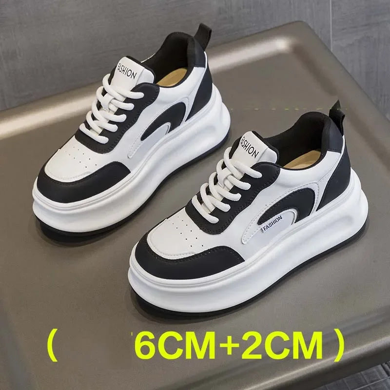 Fujin 8cm New Platform Wedge Sneakers Air Mesh Summer Sandals Shoes Women Shoes Spring Autumn Genuine Leather Vulcanize Footwear