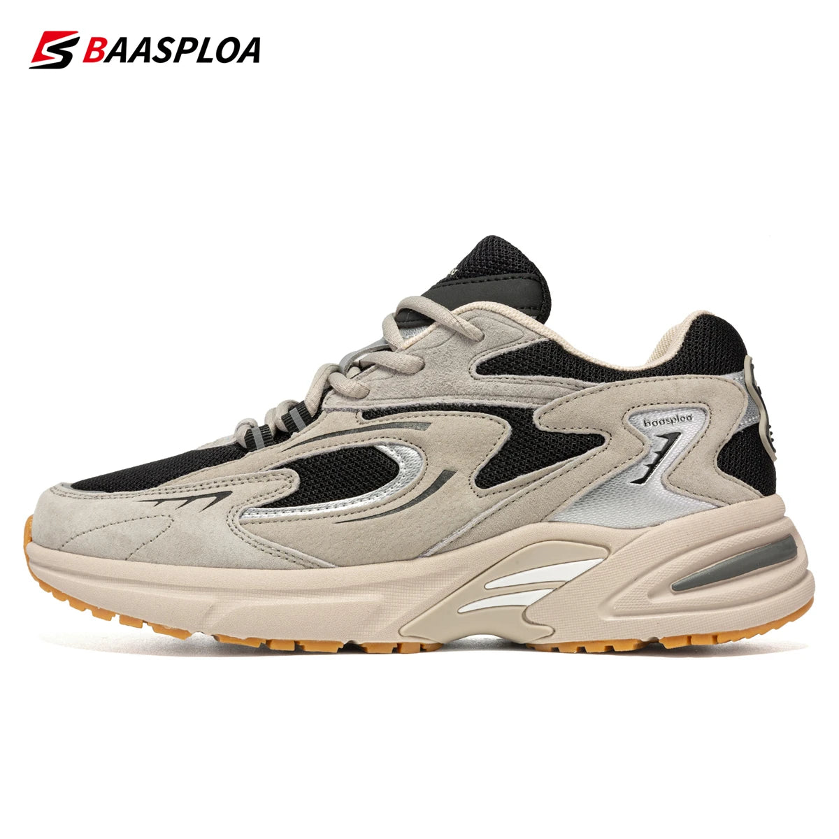 Bassploa Men Running Shoes New Casual Mesh Breathable Lace-Up Sport Shoes Male Fashion Lightweight Non-Slip Walking Shoes