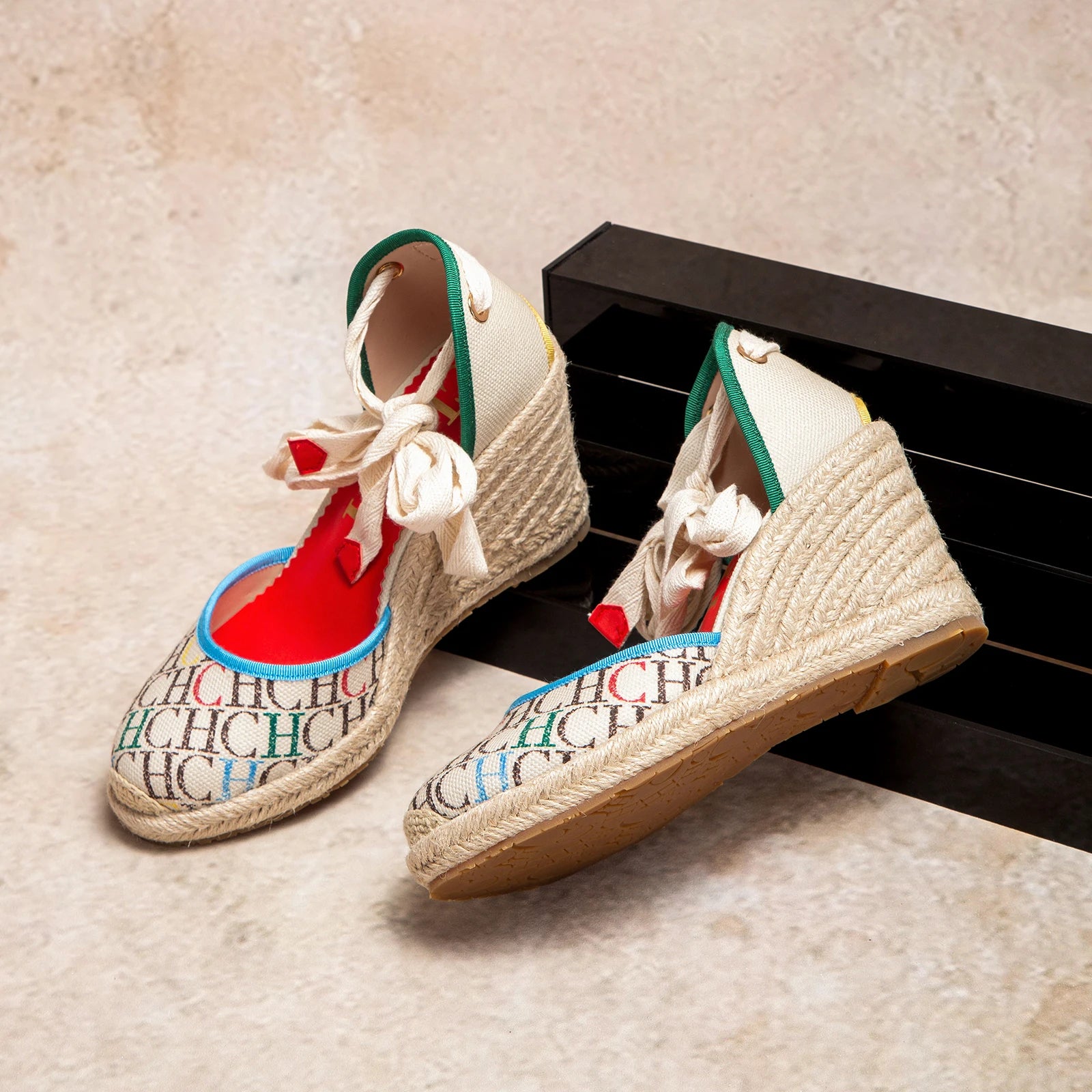 CARACAS CANVAS WEDGES Luxury Brand Heeled Sandals Straw Fabric Casual Women's Shoes