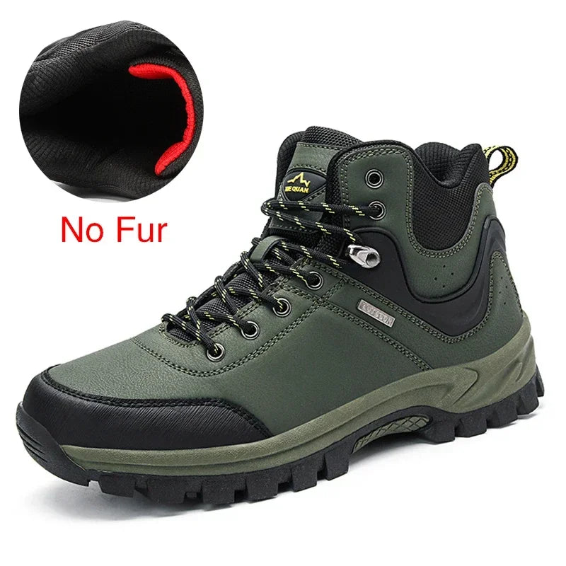 DEKABR Brand Winter Men Snow Boots Warm Plush Men's Boots Waterproof Leather Ankle Boots Top Quality Non-slip Men's Hiking Boots