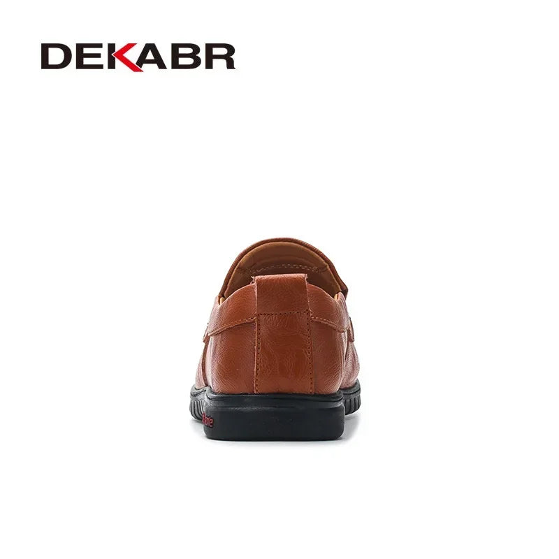 DEKABR Genuine Leather Men's Loafers Luxury Men Casual Shoes Fashion Driving Shoes Breathable Slip on Moccasins Size 37~47