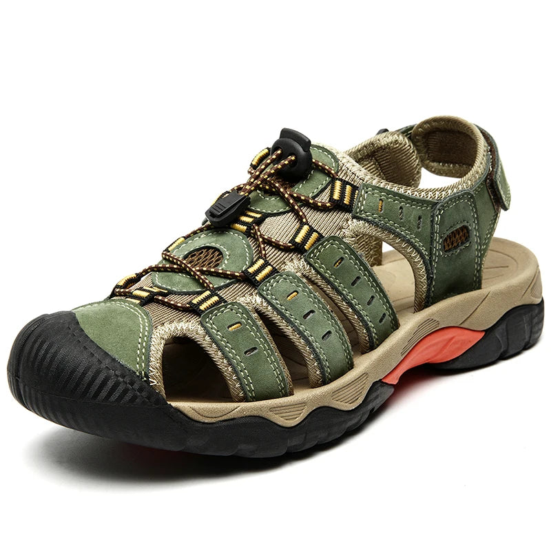 Sandales pour hommes, nouvelles sandales en cuir véritable souple, chaussures pour hommes, grande taille, chaussures d'été pour l'extérieur, sandales de plage confortables, chaussures romaines pour hommes