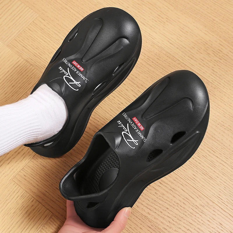 STRONGSHEN Men's Shoes Summer Outdoor Non-Slip Breathable Hollow Out Beach Water Shoes Slip-on Soft-sole EVA Sandals for Men