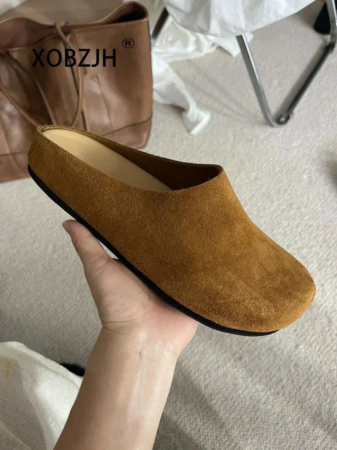 2024 Flat Slippers High Quality New Women KidSuede Mules Shoes Round Toe Casual ComfortSlides Woman Thick Sole Slippers Woman