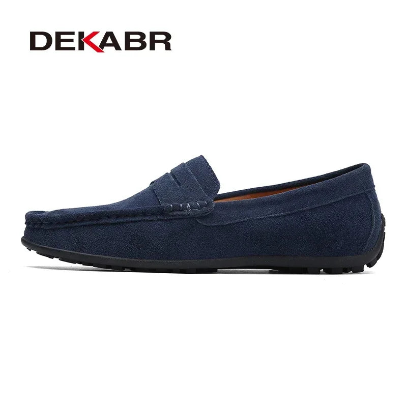 DEKABR Brand Fashion Summer Style Soft Loafers Genuine Leather High Quality Flat Casual Shoes Breathable Men Flats Driving Shoes