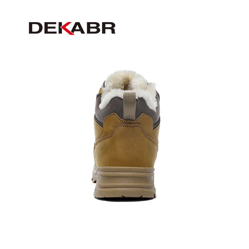 DEKABR Men's Ankle Boots Super Warm Snow Boots Winter Plush Non-Slip Comfortable Handmade Men's Winter Shoes Size 39-48