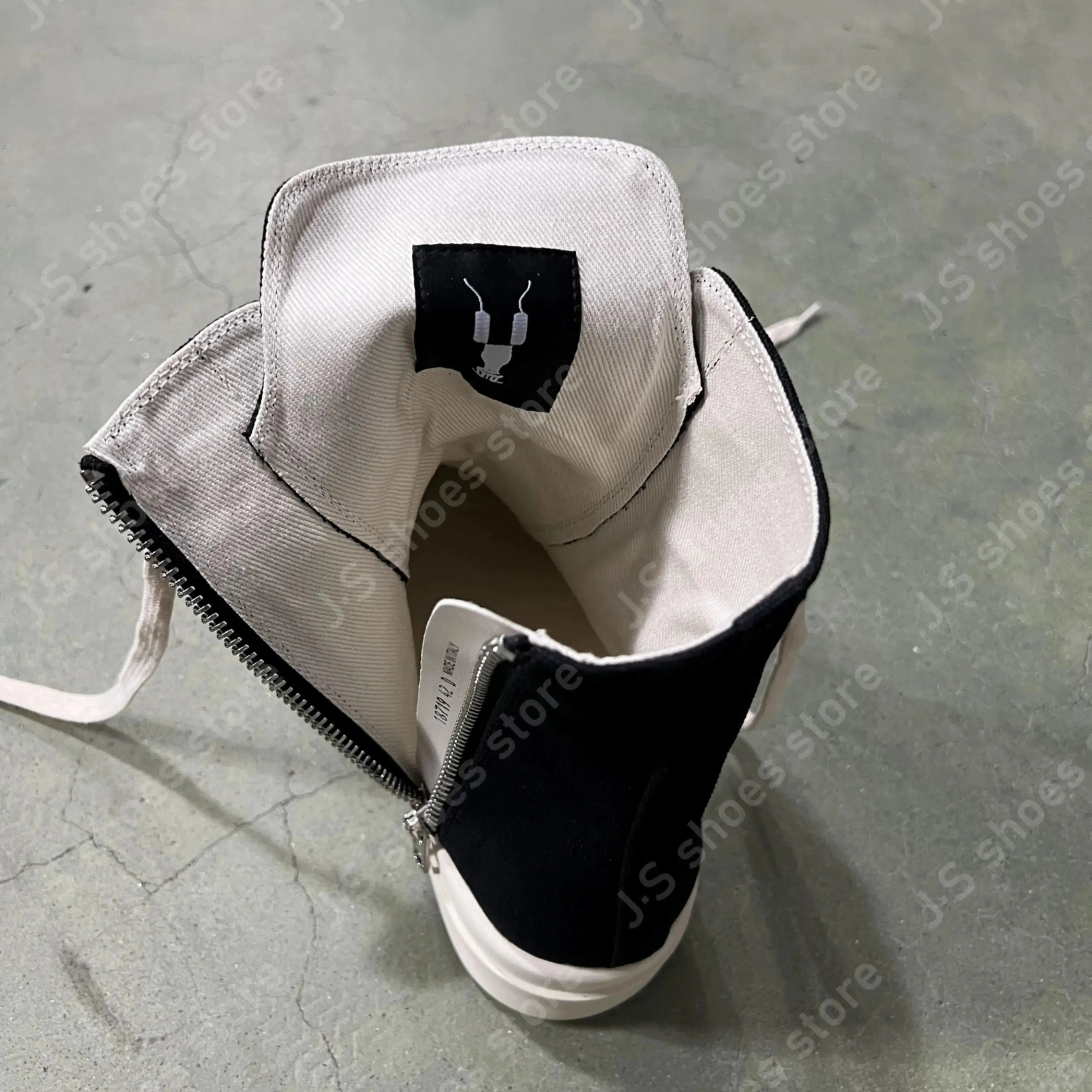 R-o Classic Design Black Canvas High Top Shoes Boot Men Shoe Genious Sneakers Zipper Women Ankle Boots Casual Sneaker