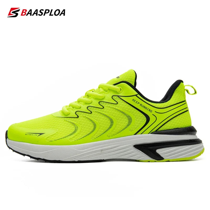 Baasploa Men's Running Shoes New Spring Lightweight Breathable Non Slip Sneakers Male Outdoor Mesh Lace-Up Casual Sports Shoes