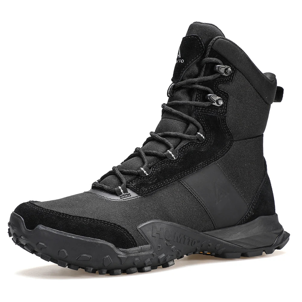 HUMTTO Chaussures de randonnée respirantes en cuir véritable pour hommes, chaussures de sport antidérapantes pour hommes, baskets de sécurité d'extérieur pour l'hiver