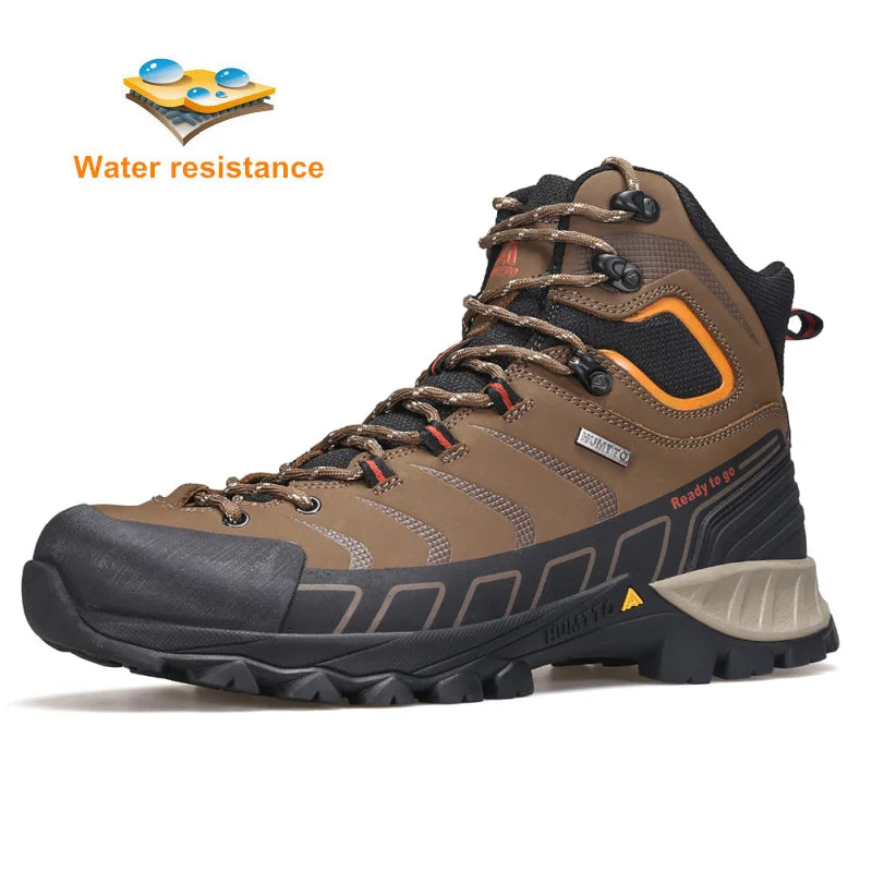 HUMTTO Waterproof Hiking Shoes Luxury Designer Outdoor Trekking Boots for Men Climbing Sneakers Leather Safety Mens Ankle Boots