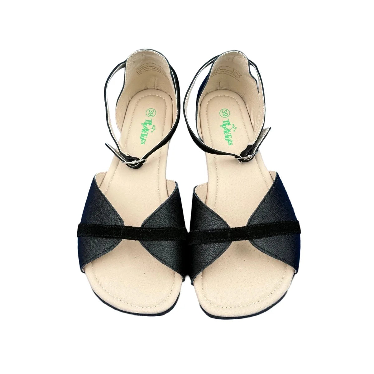 Tipsietoes Sprinng Summer 2025  Barefoot Genuine Leather Flat Sandals Women With Soft Sole Zero Drop Wider Toes Box LIght Weight