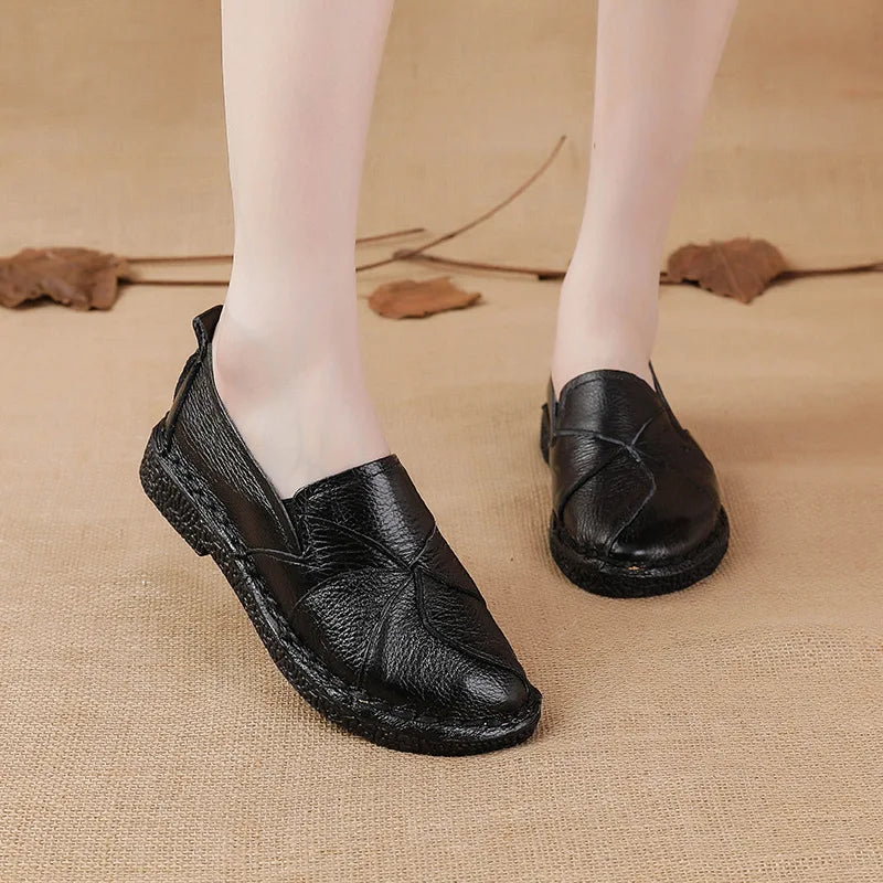 WOIZGIC Femmes Dames Femmes Mère Chaussures En Cuir Véritable Appartements Mocassins De Créateur Mocassins À Enfiler Coloré Grande Taille 41 42