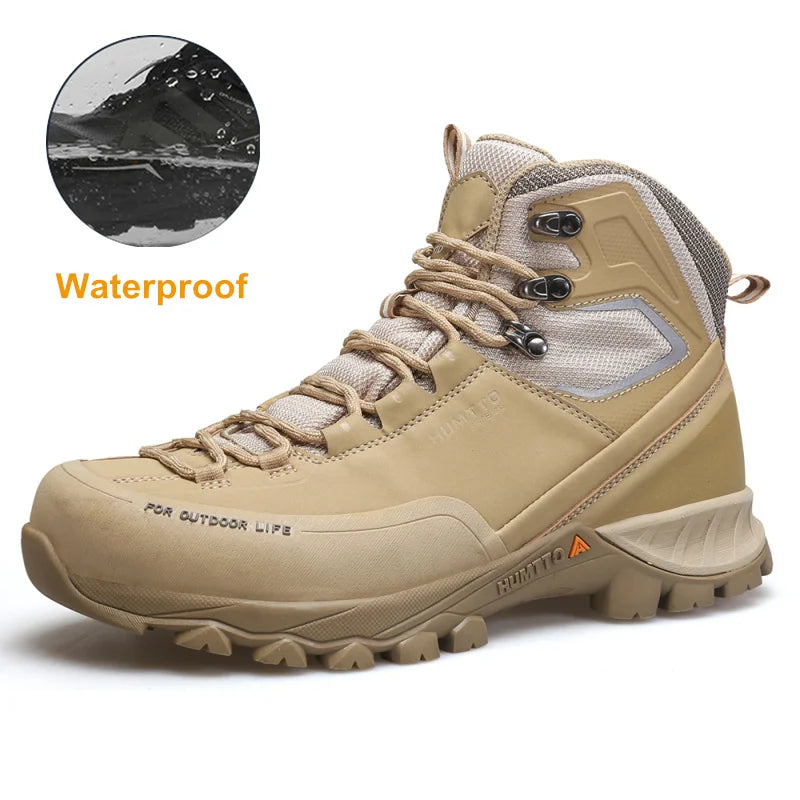 HUMTTO Waterproof Hiking Shoes Luxury Designer Outdoor Trekking Boots for Men Climbing Sneakers Leather Safety Mens Ankle Boots