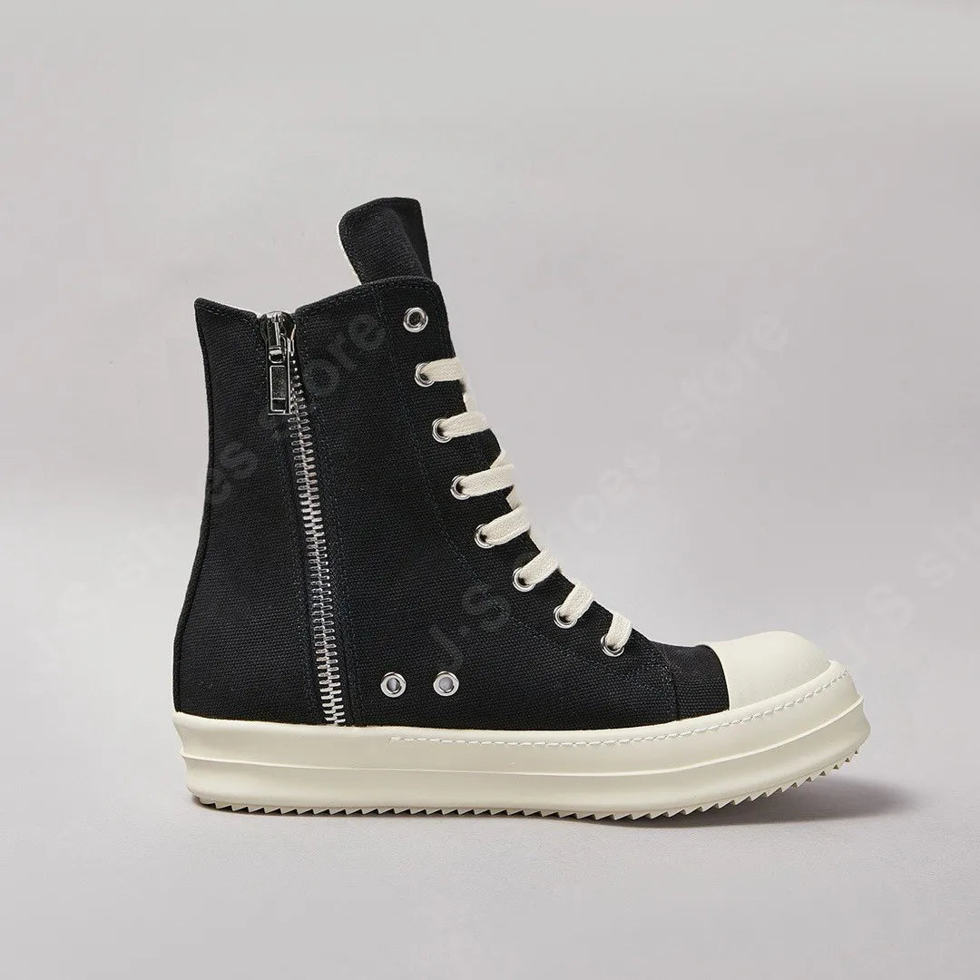 Classic Black Canvas Shoe Brand R-o Shoe Men High Top Shoes Women Casual Shoes Sneaker Luxury Ankle Boot Lace Up Flat Boots