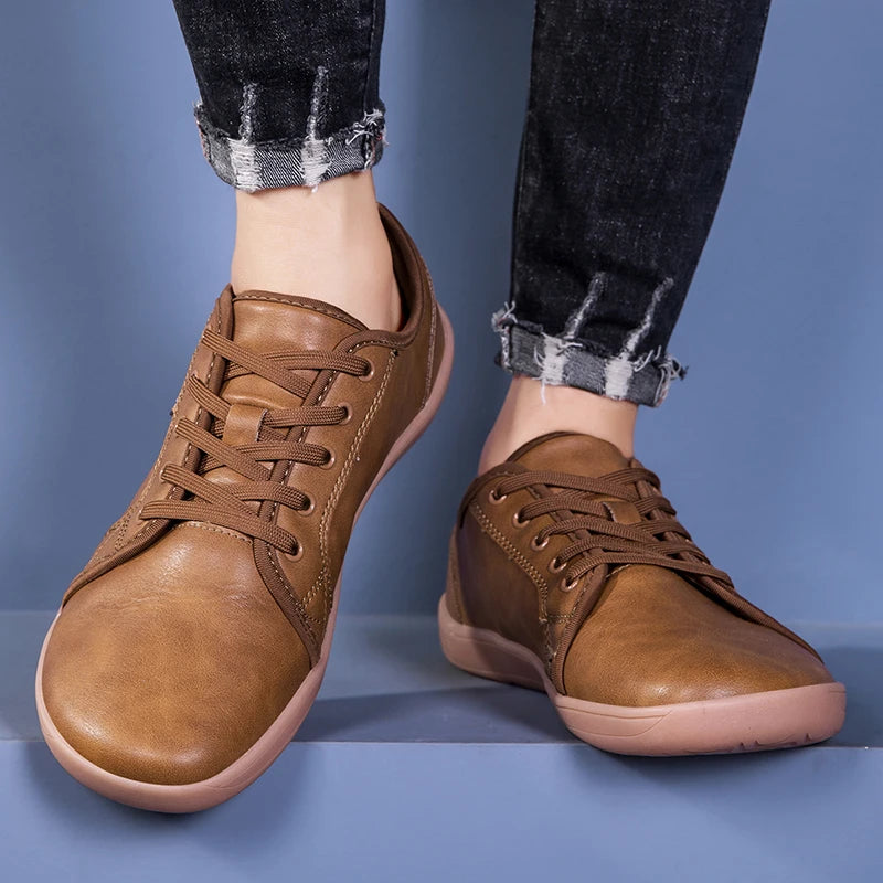 New Minimalist Shoes for Men Women Wide Toe Barefoot Zero Drop Shoes Casual Artificial Leather Lightweight Walking Sneakers