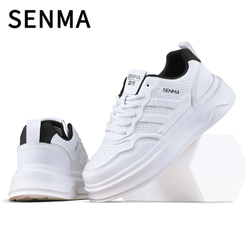SENMA Men's Shoes 2025 Breathable Sports and Leisure Board Shoes Men's Sneakers Leather Soft Bottom White Tennis / Walking Shoes