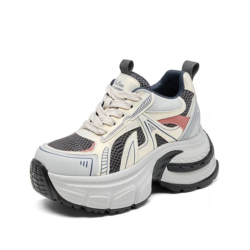 Fujin 9.5cm Women Summer Air Mesh Microfiber Platform Wedge Slides Shoes Sandals Breathable Mules Shoes Women Chunky Sneakers