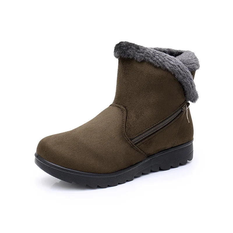 WOIZGIC Femmes Femmes Dames Vieille Mère Chaussures De Neige Bottes Plateforme Tissu De Laine Fermeture Éclair Hiver Peluche Chaud bout rond