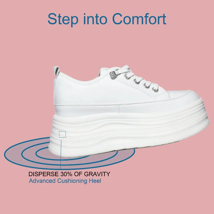 Fujin 9cm Women Casual Sneakers Platform Wedge Heel Breathable Women's Shoes Female Genuine Leather Comrfortable Shoes Women