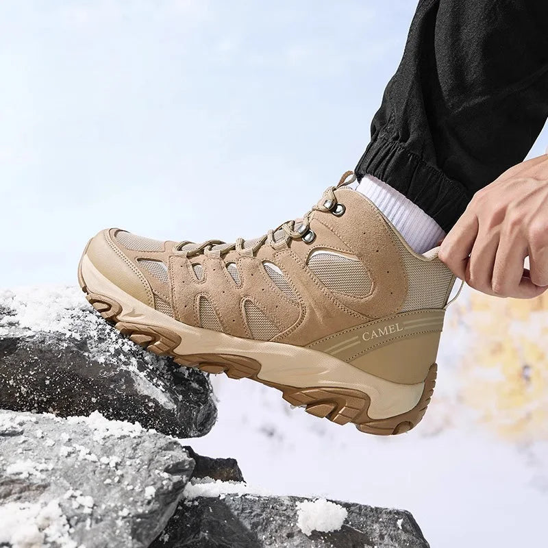 GOLDEN CAMEL Outdoor Hiking Boots Men Women's Winter Shoes Waterproof Non-slip Shock-absorbing High-top Hiking Shoes for Men