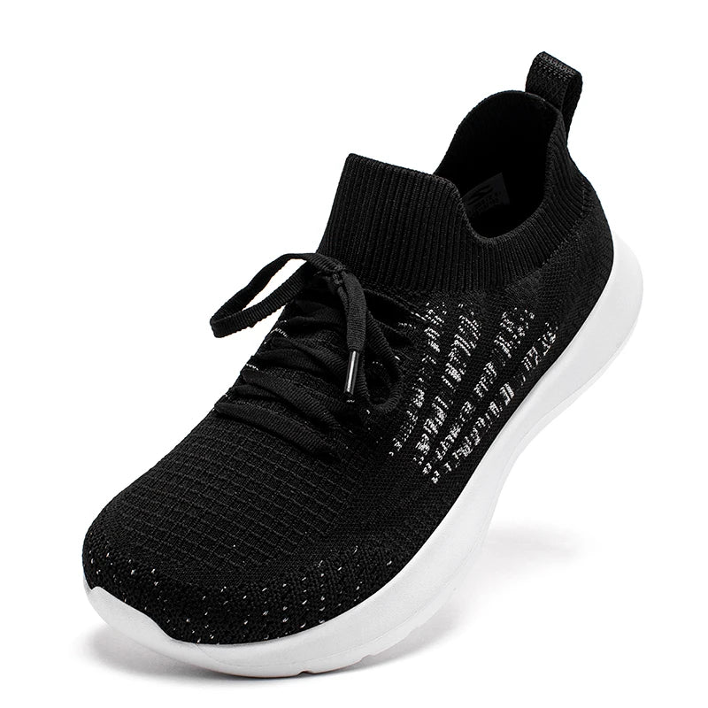 HOBIBEAR Unisex Running Sneakers Wide Toe Mesh Breathable Walking Shoes Non Slip Lace-Up Hiking Sneakers