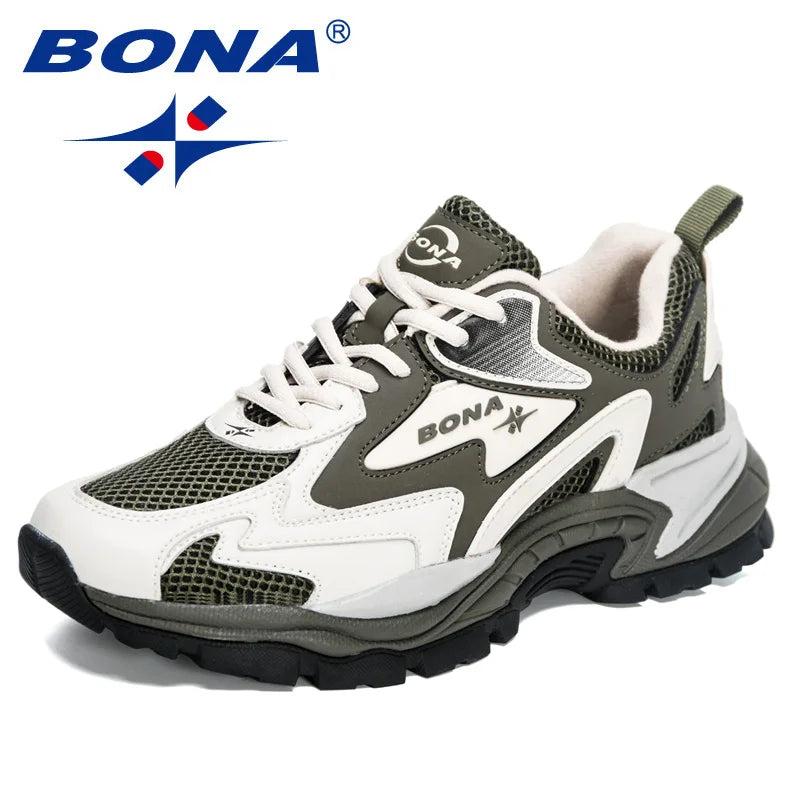 BONA  New Designers Mesh Running Shoes Breathable Training Shoes Men Lightweight Sneakers Non-Slip Tennis Walking Shoes Man