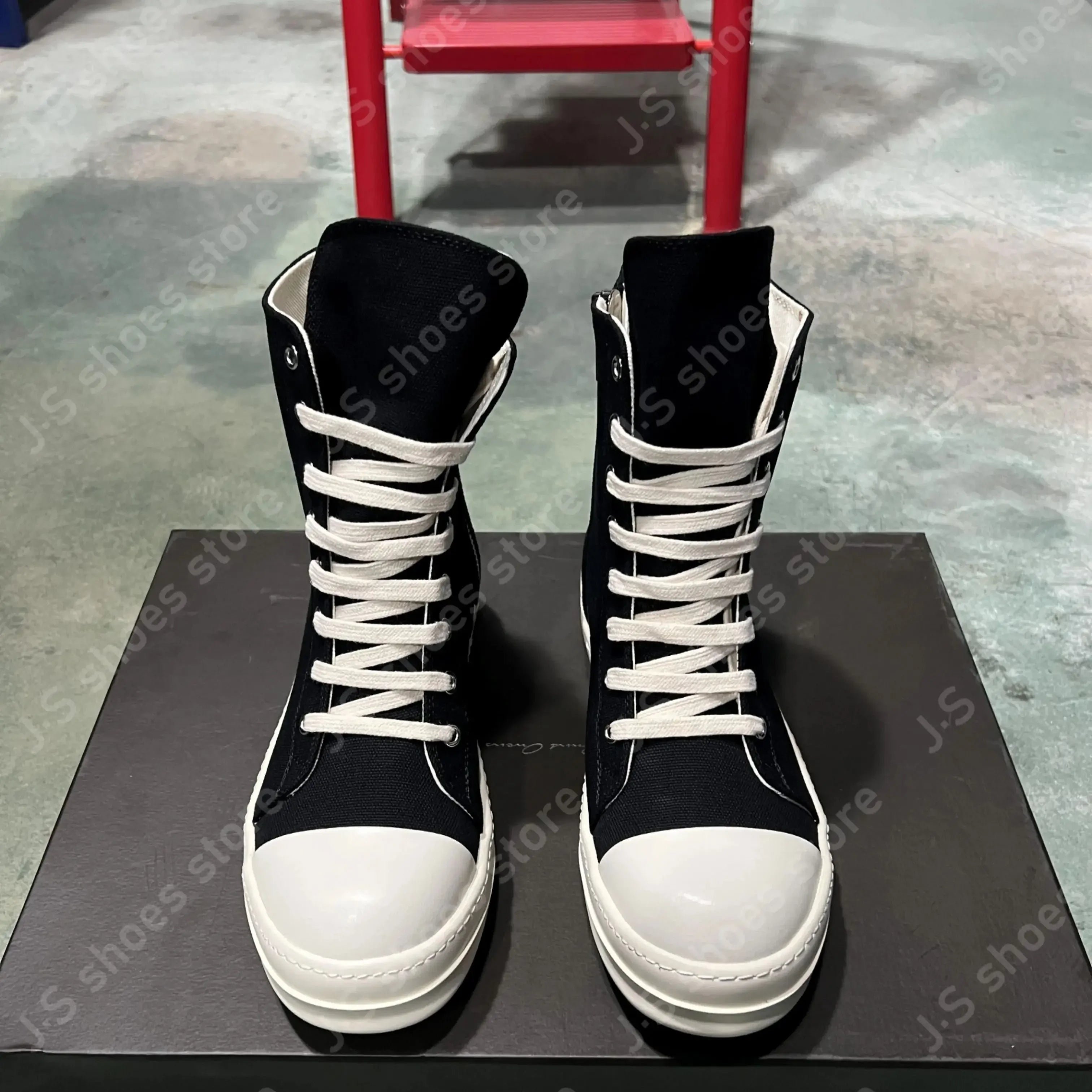 Ro Retro Classic Black Canvas High Top Shoes Boot Sneakers Men Shoe Metal Hole Zipper Women Ankle Boots Lace Up Casual Sneaker