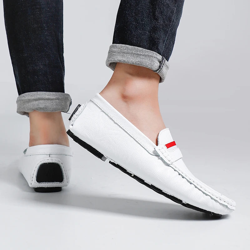STRONGSHEN Men Shoes Slip on Flats Moccasins Mens Breathable Casual Leather Shoes Luxury Brand Loafers Driving Shoes for Men