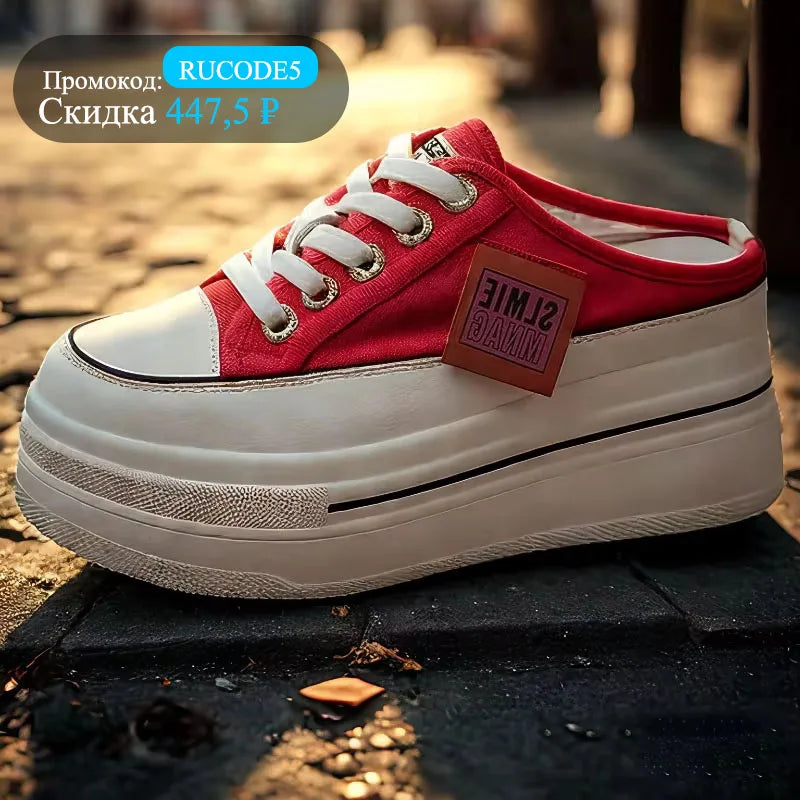 Fujin flip flops women 7.5cm Platform Slippers Denim Chunky Sneaker Casual Comfy Breathable Summer Shoes Women's slippers