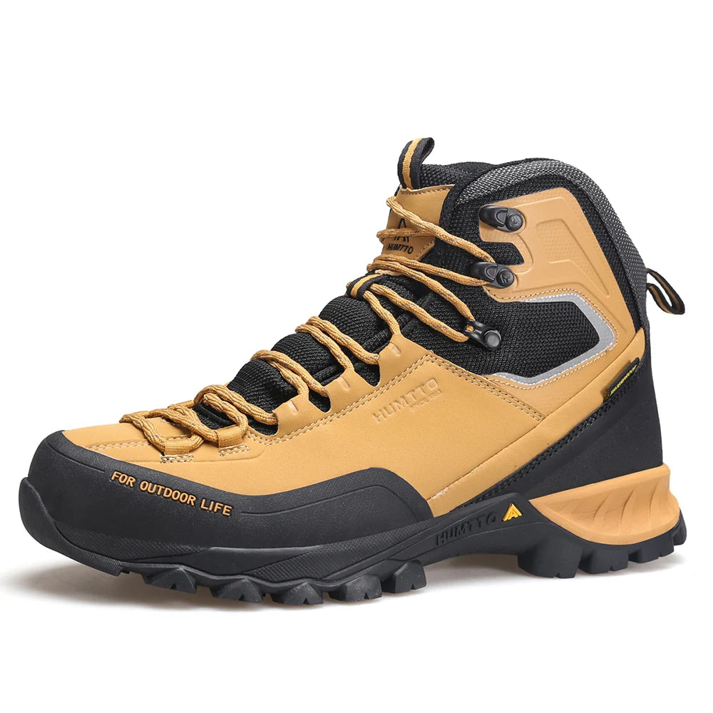 HUMTTO Shoes for Men Genuine Leather Hiking Men's Sports Shoes Non-slip Winter Outdoor Safety Sneakers Breathable Trekking Boots