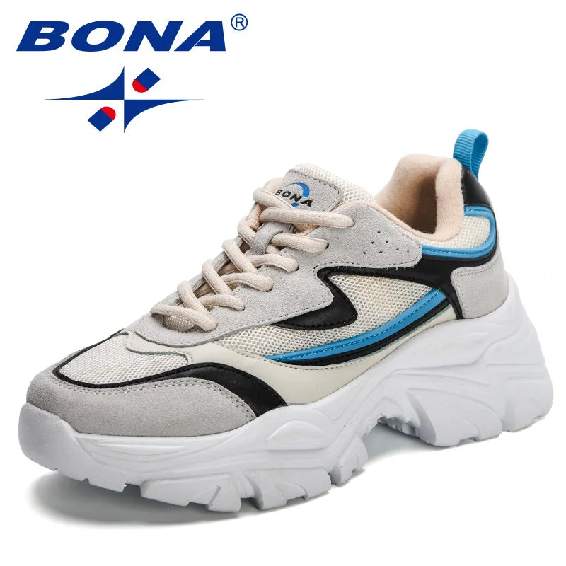 BONA 2023 New Designers Breathable Outdoor Light Weight Sneakers Women Platform Walking Shoes Ladies Feminino  Mujer