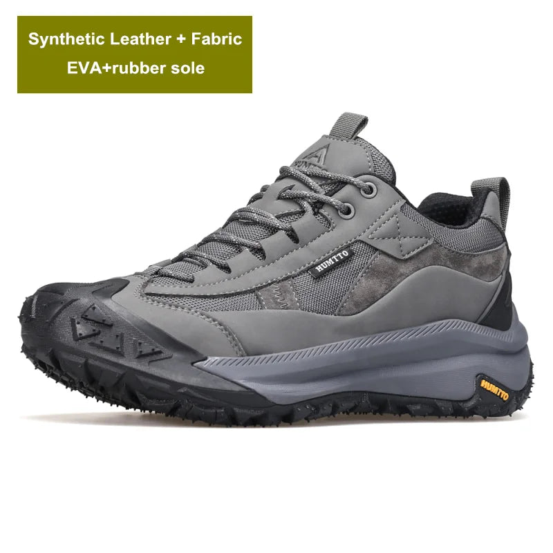 HUMTTO Bottes décontractées en cuir pour hommes Chaussures de randonnée de luxe de créateur Baskets de trekking d'escalade en plein air Chaussures de sport pour hommes Chaussures de marche pour hommes