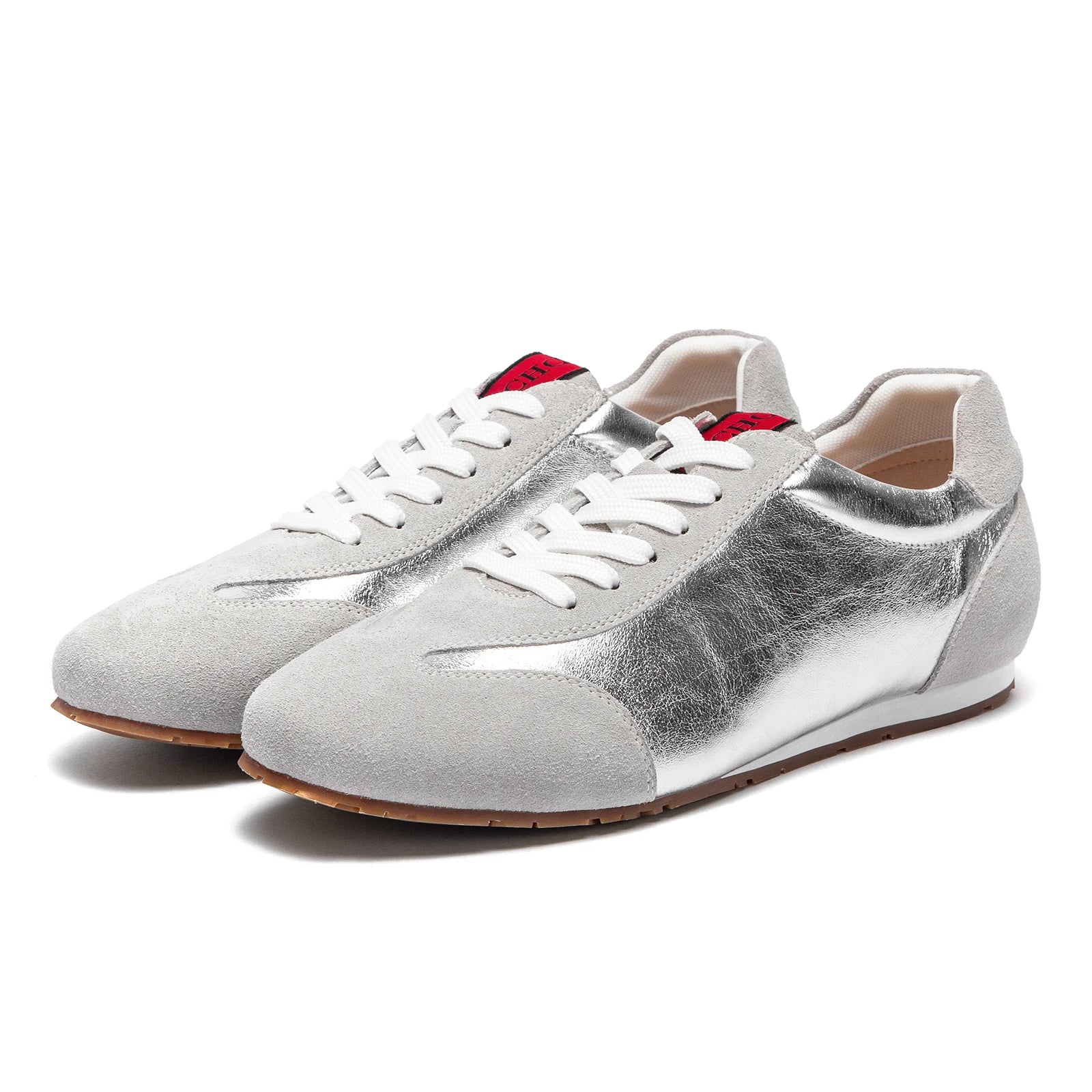 Luxury brand women's shoes silver summer casual shoes leather flat bottom temperament girls shoes 35-40 yards