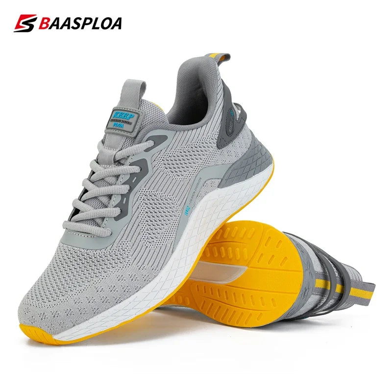Baasploa Men Running Shoes Mesh Breathable Lightweight Sport Shoes Male Lace-up Comfort Casual Sneakers for Men Non-slip Outdoor