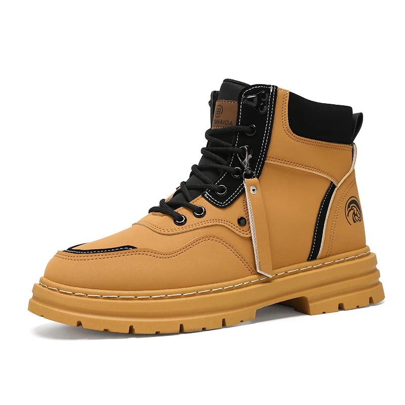 STRONGSHEN Spring Autumn Men  Ankle Boots Outdoor Non-slip Classic Design High Top Motorcycle boot Casual Shoe Botas Para Hombre