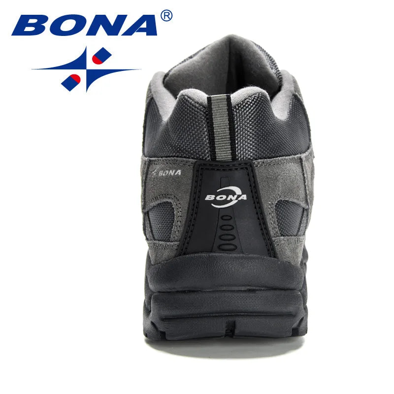 BONA  New Designers Non-slip Wear-resistant Breathable Hiking Shoes Men Lace UpOutdoor High-quality Jogging Walking Shoe