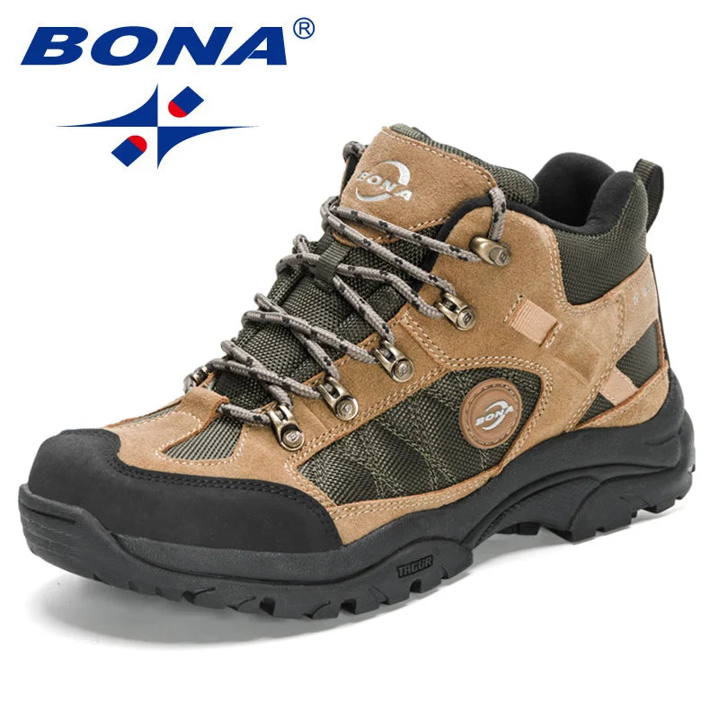 BONA  New Designers Non-slip Wear-resistant Breathable Hiking Shoes Men Lace UpOutdoor High-quality Jogging Walking Shoe