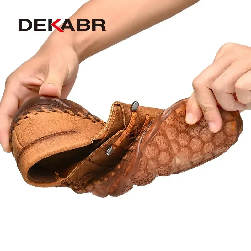 DEKABR Fashion Casual Men Shoes Leather Handmade Driving Shoes Adult Brand Mens Loafers Soft Slip-on Men Footwear Size 38~46