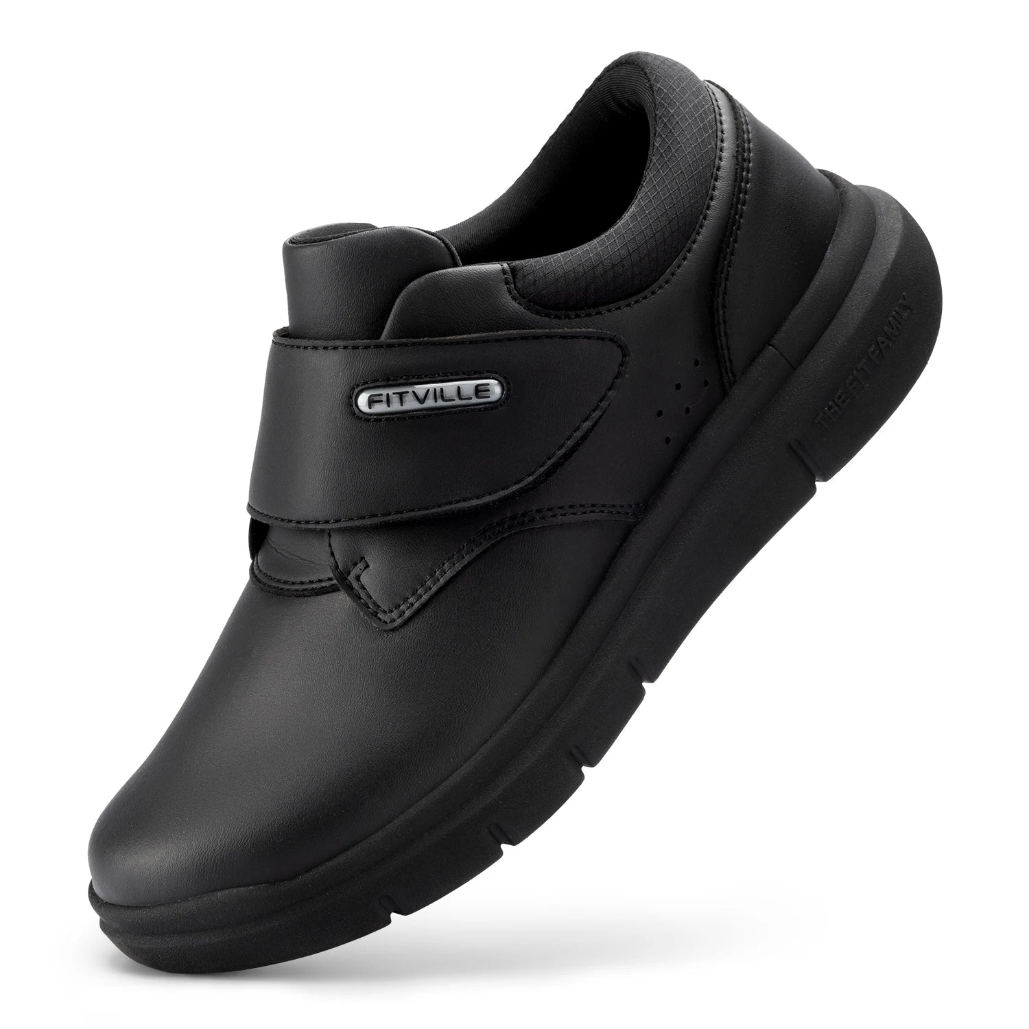 Extra Wide Men'S Shoes Leather Diabetic Walking Shoes For Elder Orthopedic Toes Swollen Feet Non-Slip With Arch Support