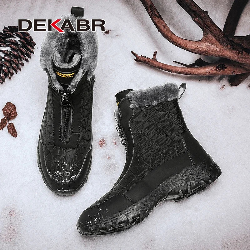 DEKABR Brand Quality Men's High-Top Snow Boots Breathable Waterproof Cloth EVA Non-Slip Keep Warm Plush Men's Ankle Boots