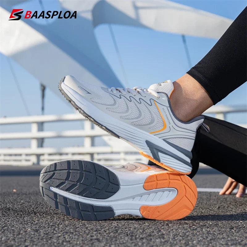 Baasploa Men's Running Shoes New Spring Lightweight Breathable Non Slip Sneakers Male Outdoor Mesh Lace-Up Casual Sports Shoes