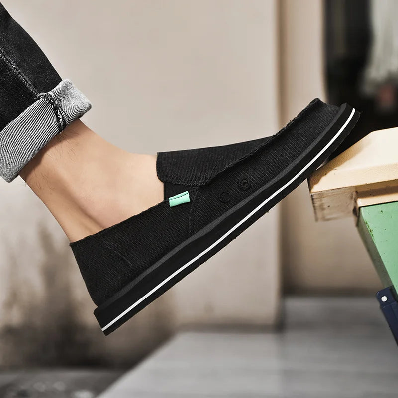 Chaussures décontractées en toile faites à la main pour hommes, baskets tendance, mocassins respirants, chaussures basses plates, conduite souple, nouvelle collection printemps 2025