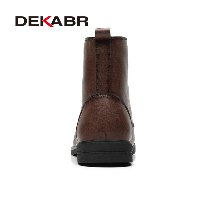 DEKABR Fashion Casual Winter Boots Lace Up Outdoor Waterproof Handmade Comfortable Business Spring Boots Fur and No Fur Size 48