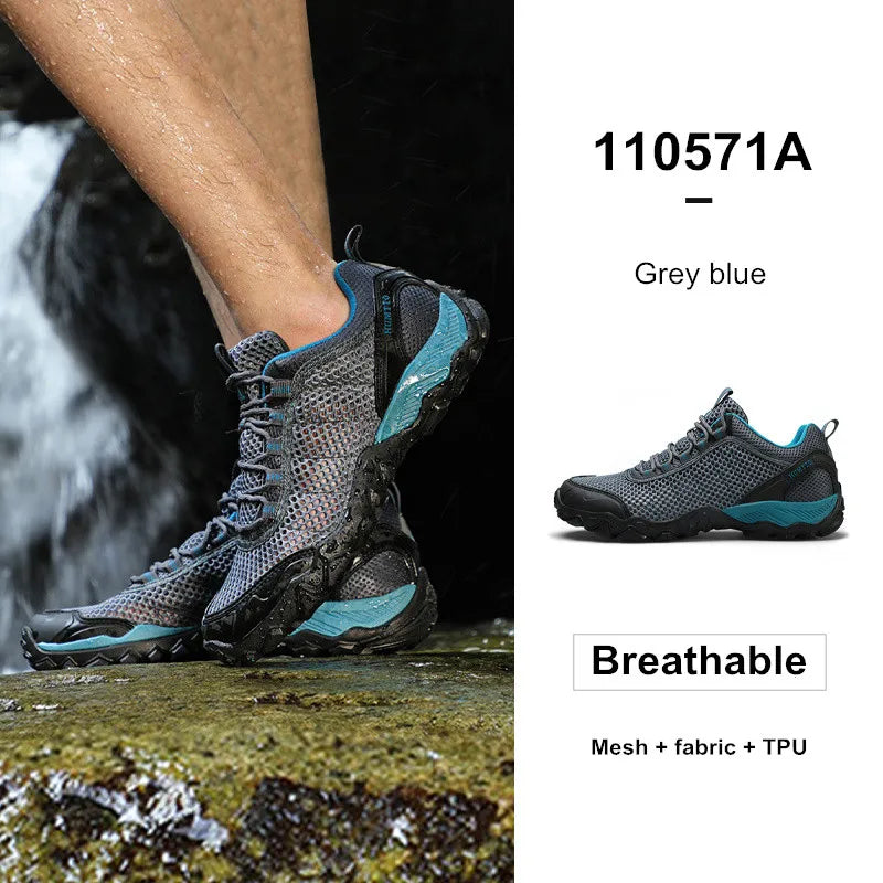 Humtto – Chaussures de randonnée en cuir résistantes à l’usure pour hommes, chaussures de sport de plein air à lacets, baskets d’escalade, de trekking et de chasse